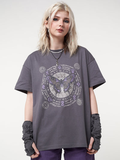 Ancient Butterfly Charcoal Grey T-shirt - Minga London