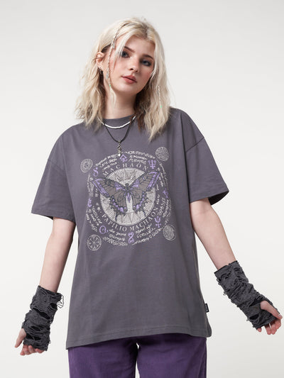 Ancient Butterfly Charcoal Grey T-shirt - Minga London