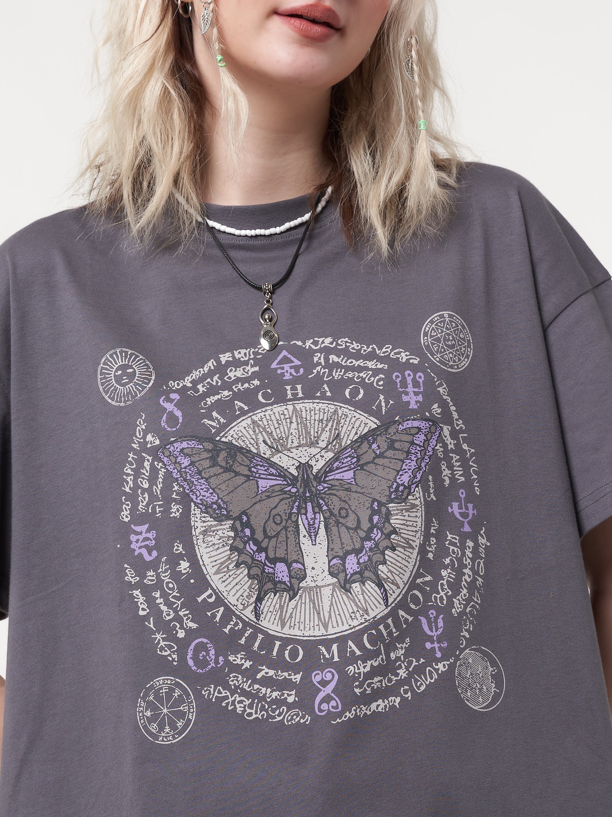 Ancient Butterfly Charcoal Grey T-shirt - Minga London