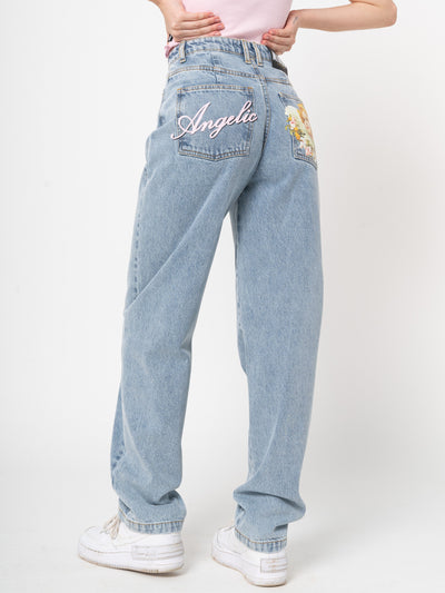 Angelic Dad Jeans in Light Blue - Minga London