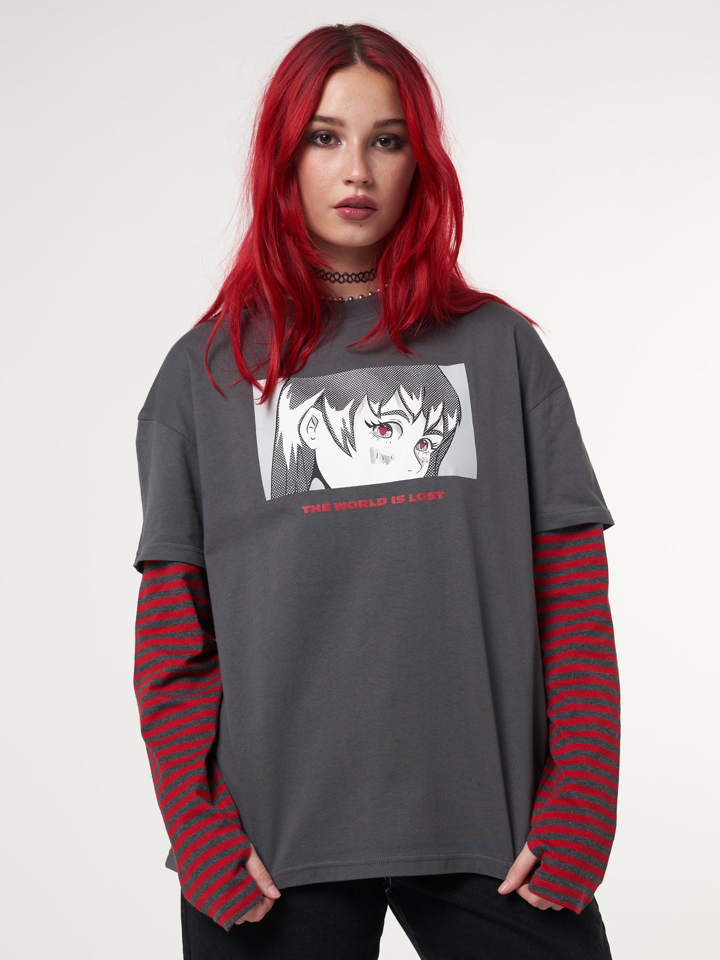 Anime Striped Oversized Long Sleeve T-shirt - Minga London