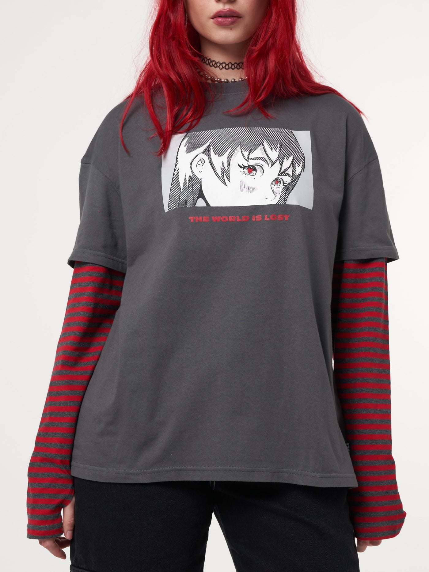 Anime Striped Oversized Long Sleeve T-shirt - Minga London