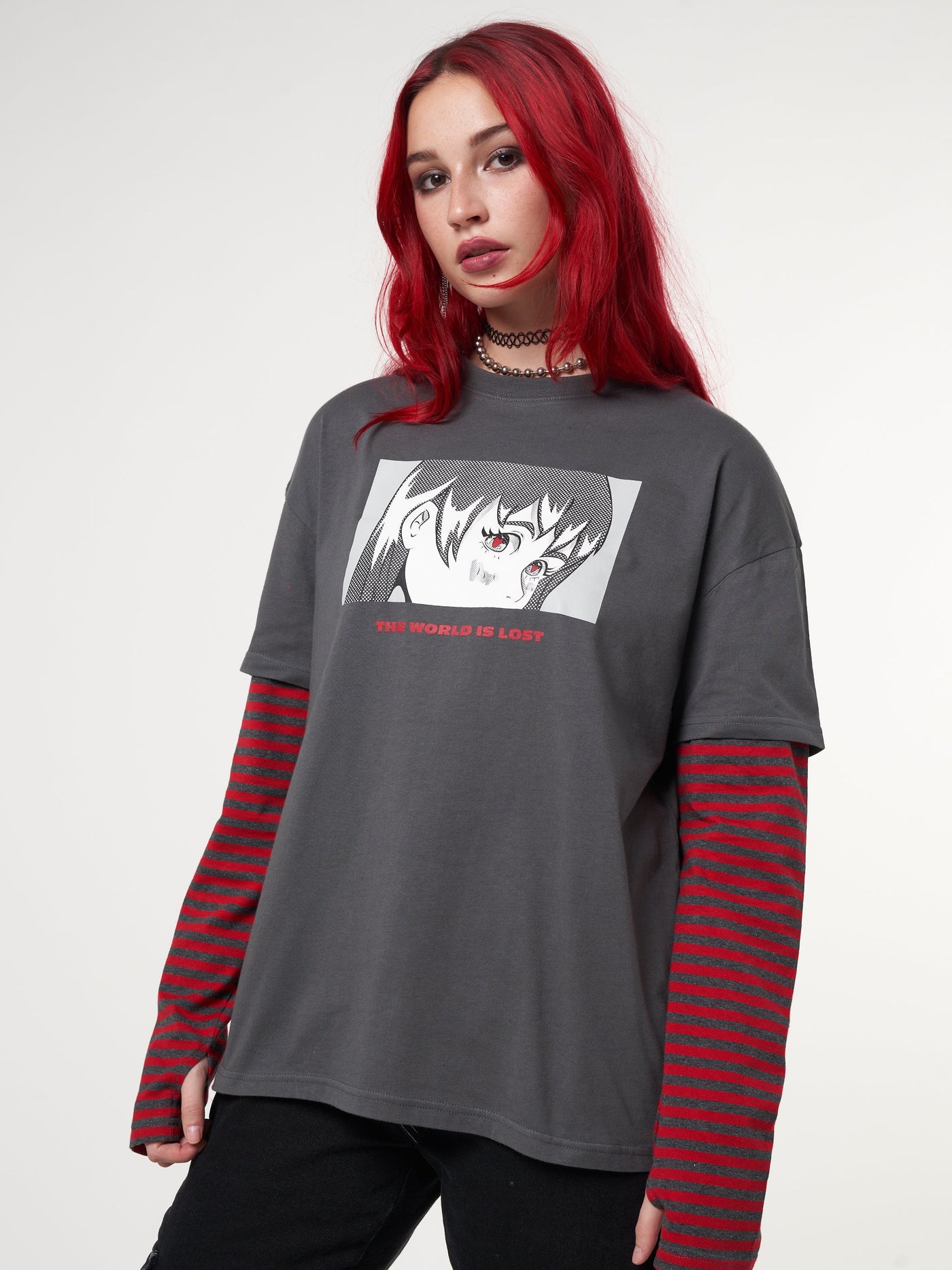 Anime Striped Oversized Long Sleeve T-shirt - Minga London