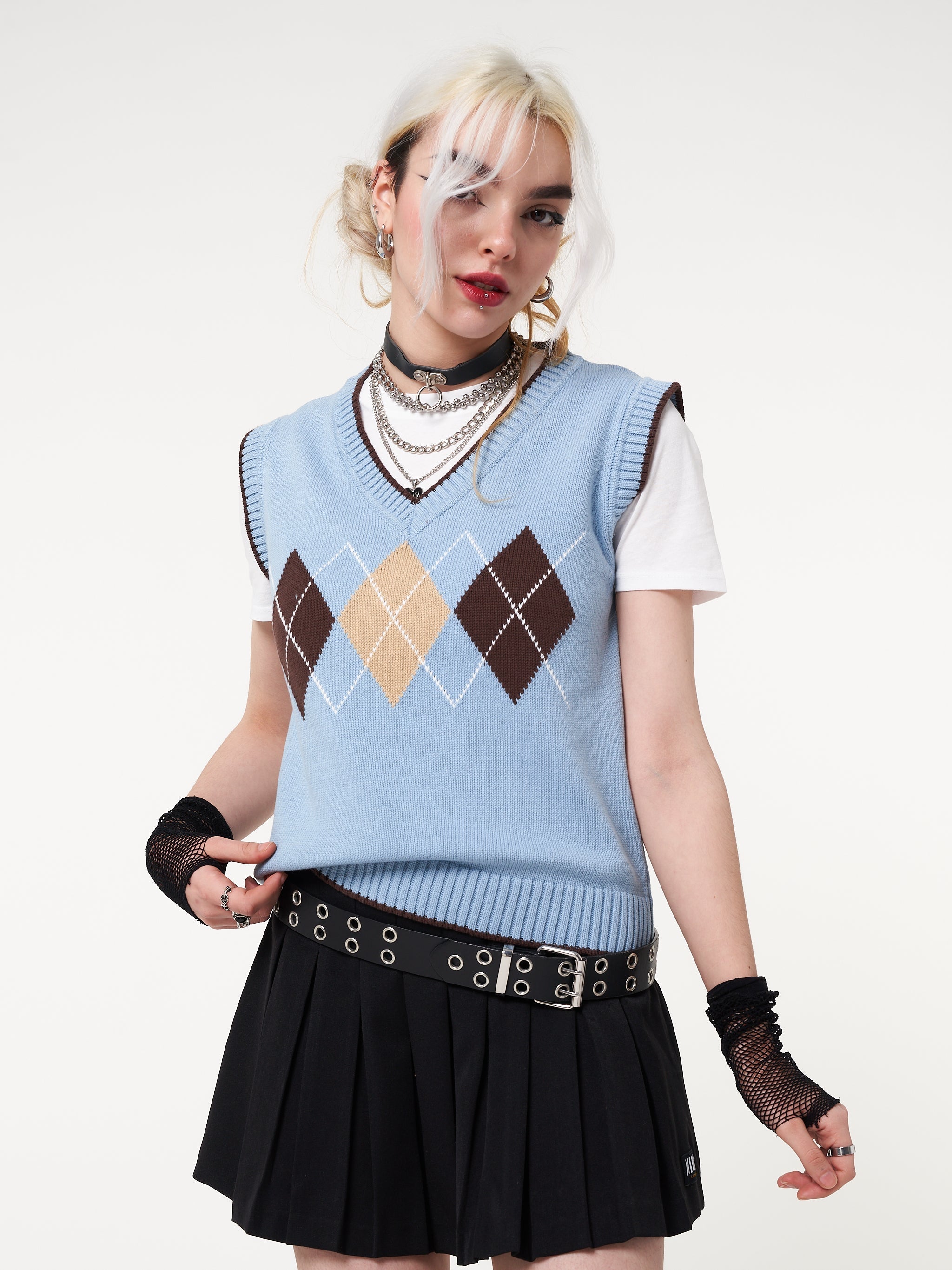 Argyle Knitted Sweater Vest - Minga London