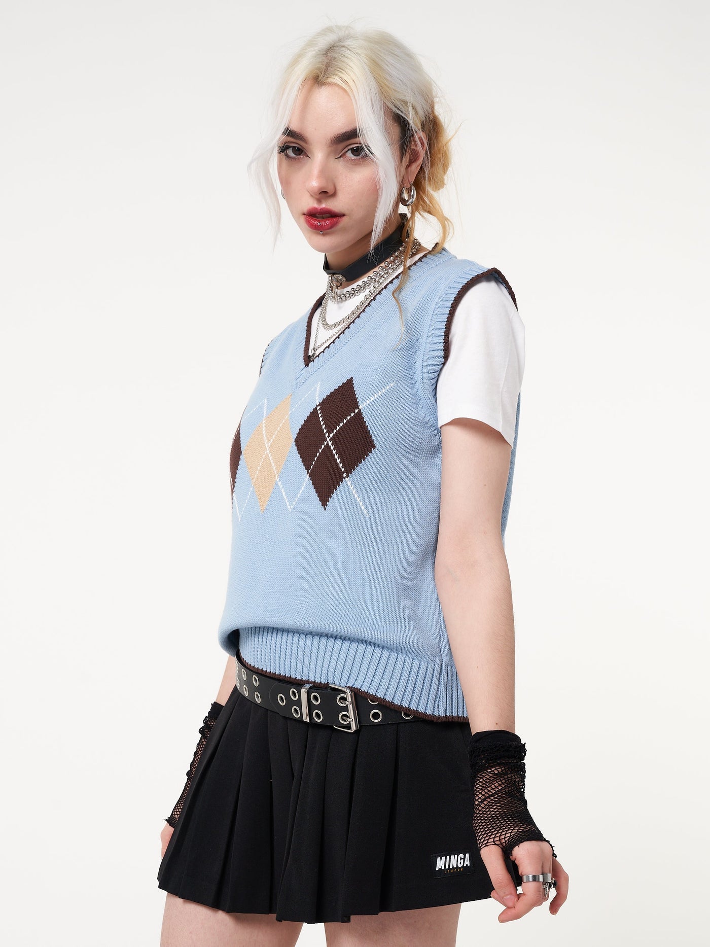 Argyle Knitted Sweater Vest - Minga London