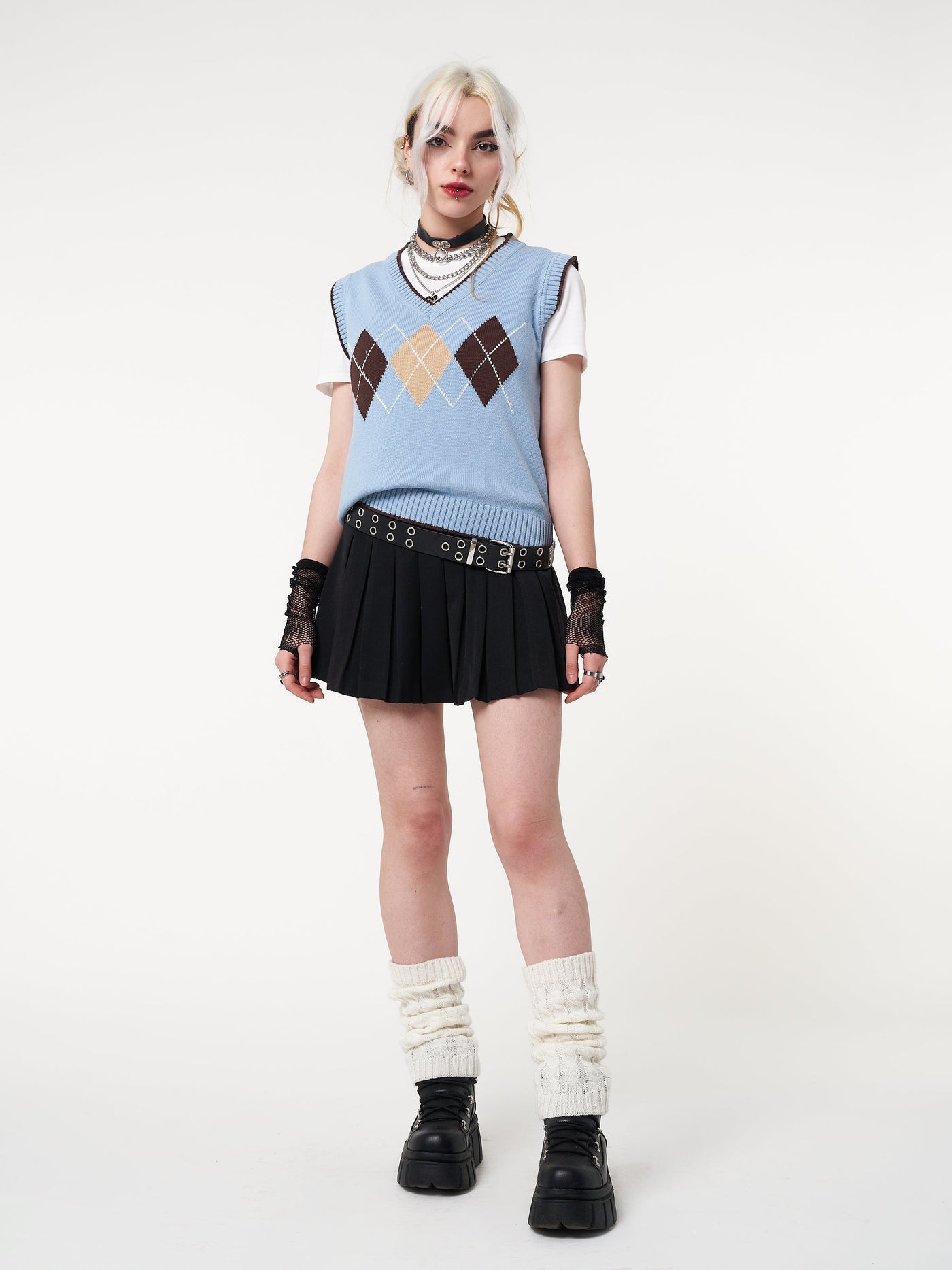 Argyle Knitted Sweater Vest - Minga London