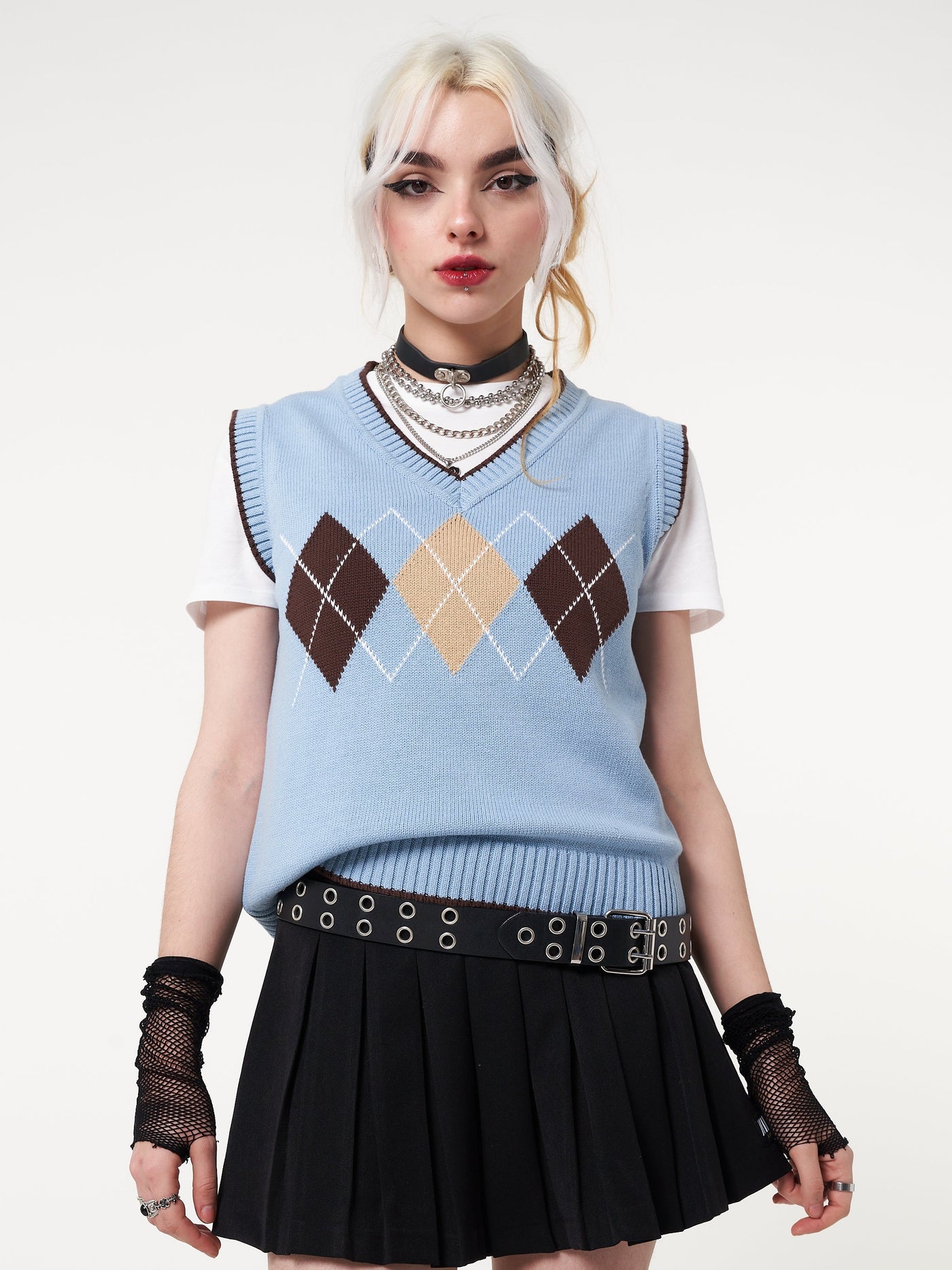 Argyle Knitted Sweater Vest - Minga London