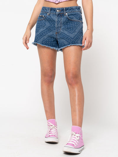 Bandana Indigo Denim Shorts - Minga London