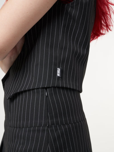 Black Pinstripe Suit Waistcoat - Minga London