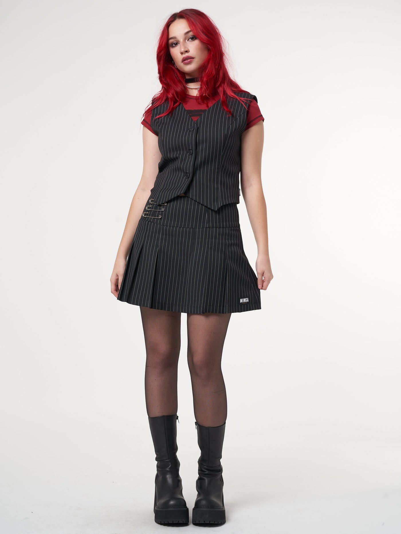 Black Pinstripe Suit Waistcoat - Minga London