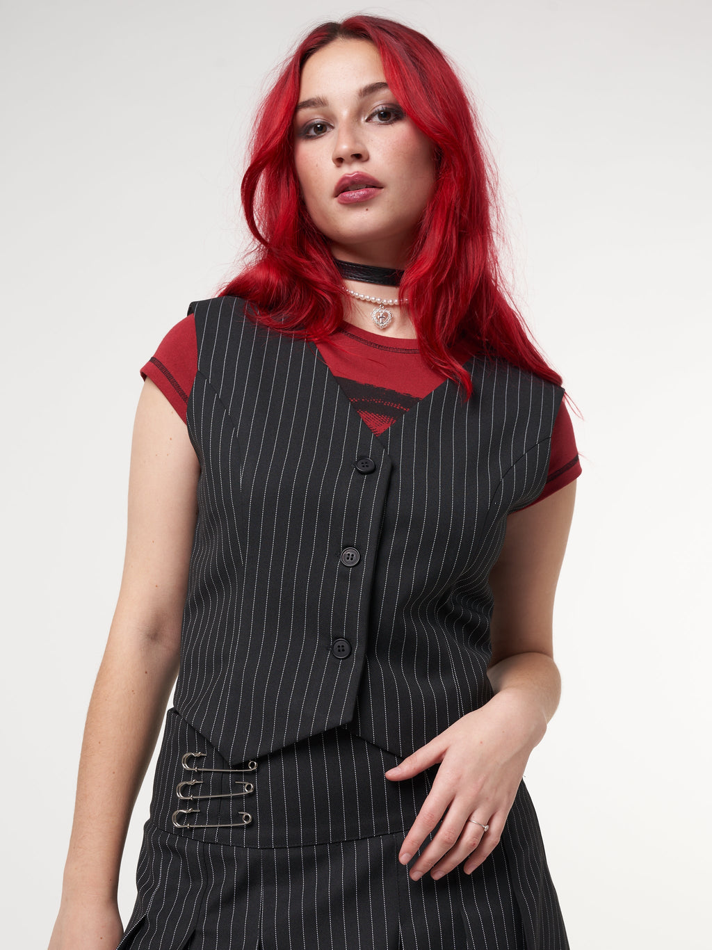 Black Pinstripe Suit Waistcoat - Minga London