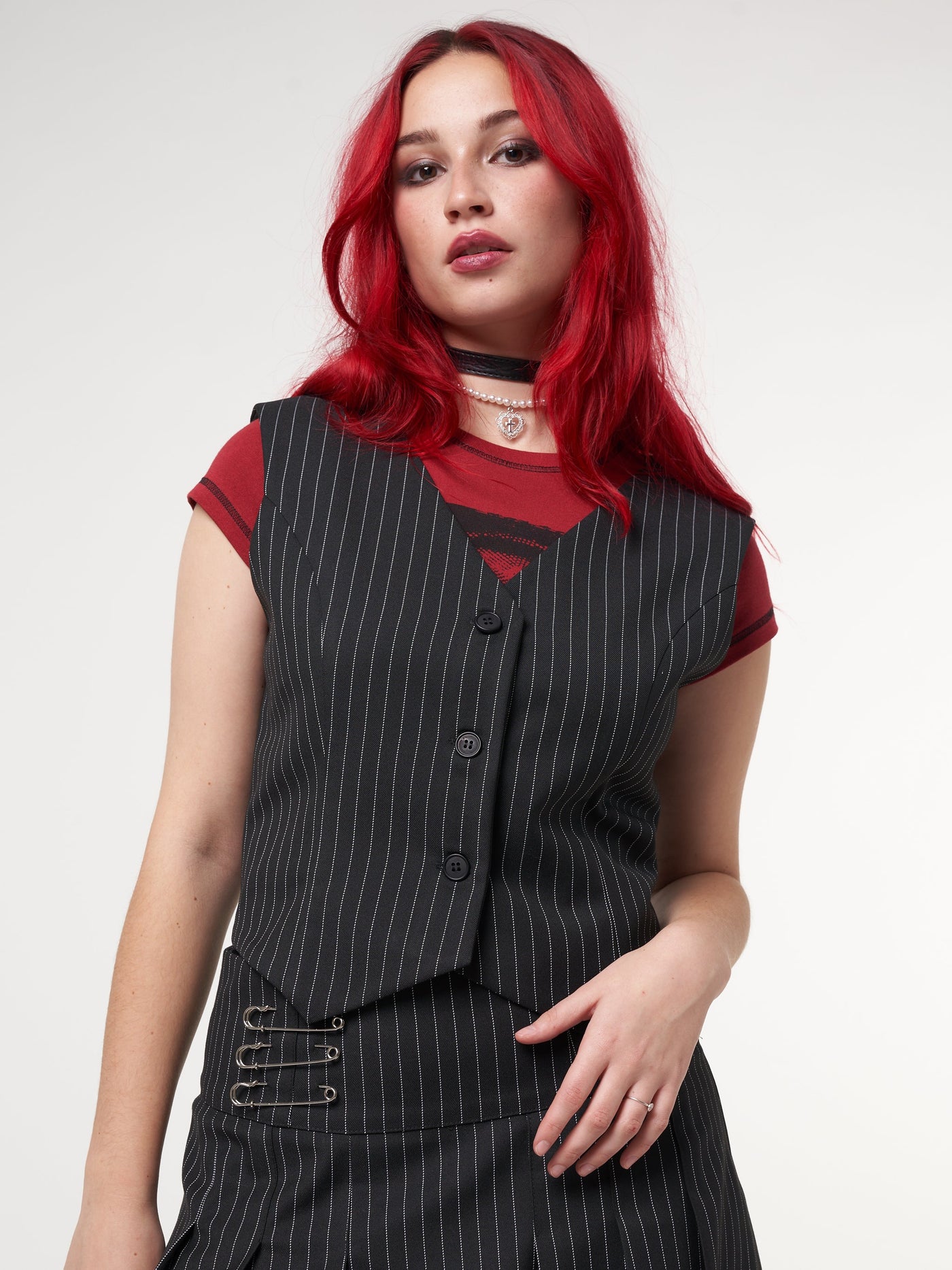 Black Pinstripe Suit Waistcoat - Minga London