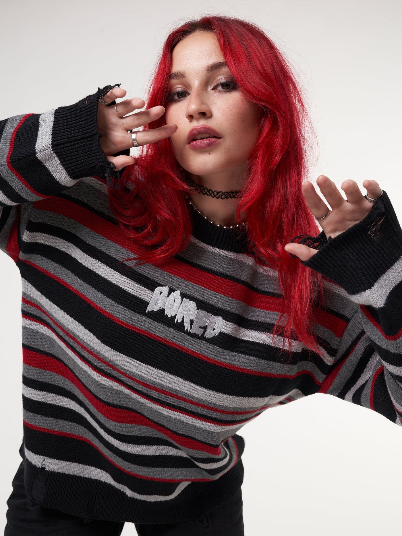 Boredom Striped Knit Jumper - Minga London