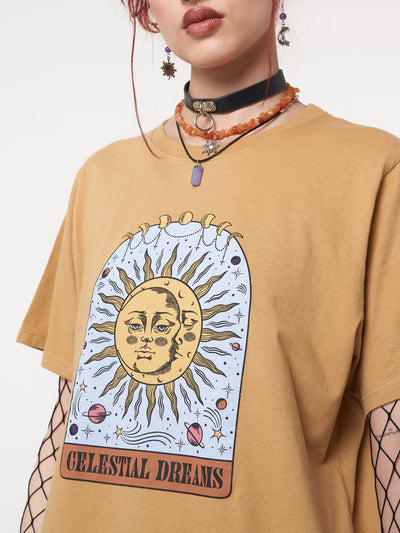 Celestial Dreams Golden Yellow T-Shirt - Minga London