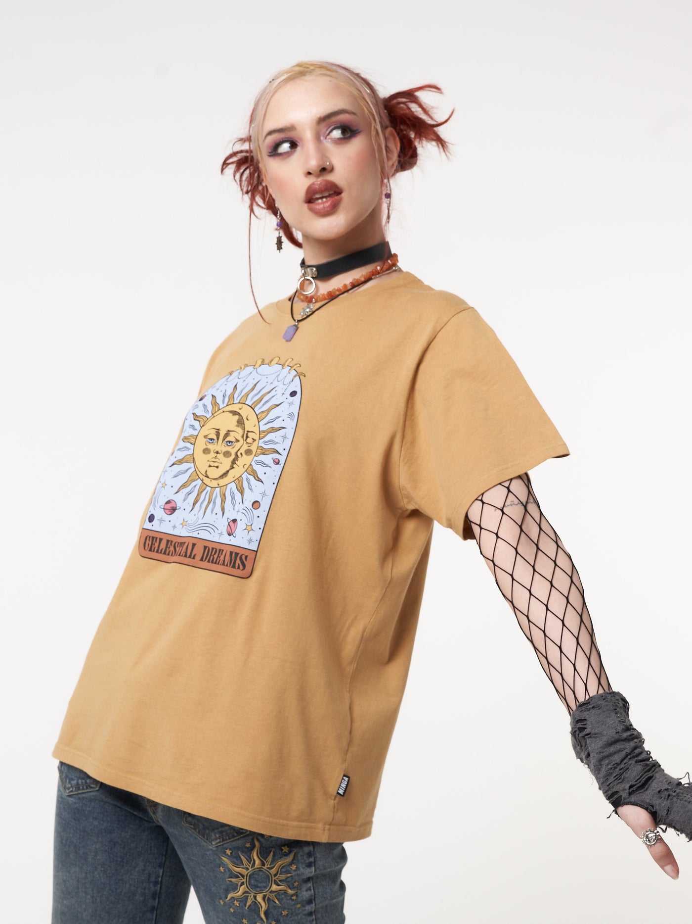 Celestial Dreams Golden Yellow T-Shirt - Minga London