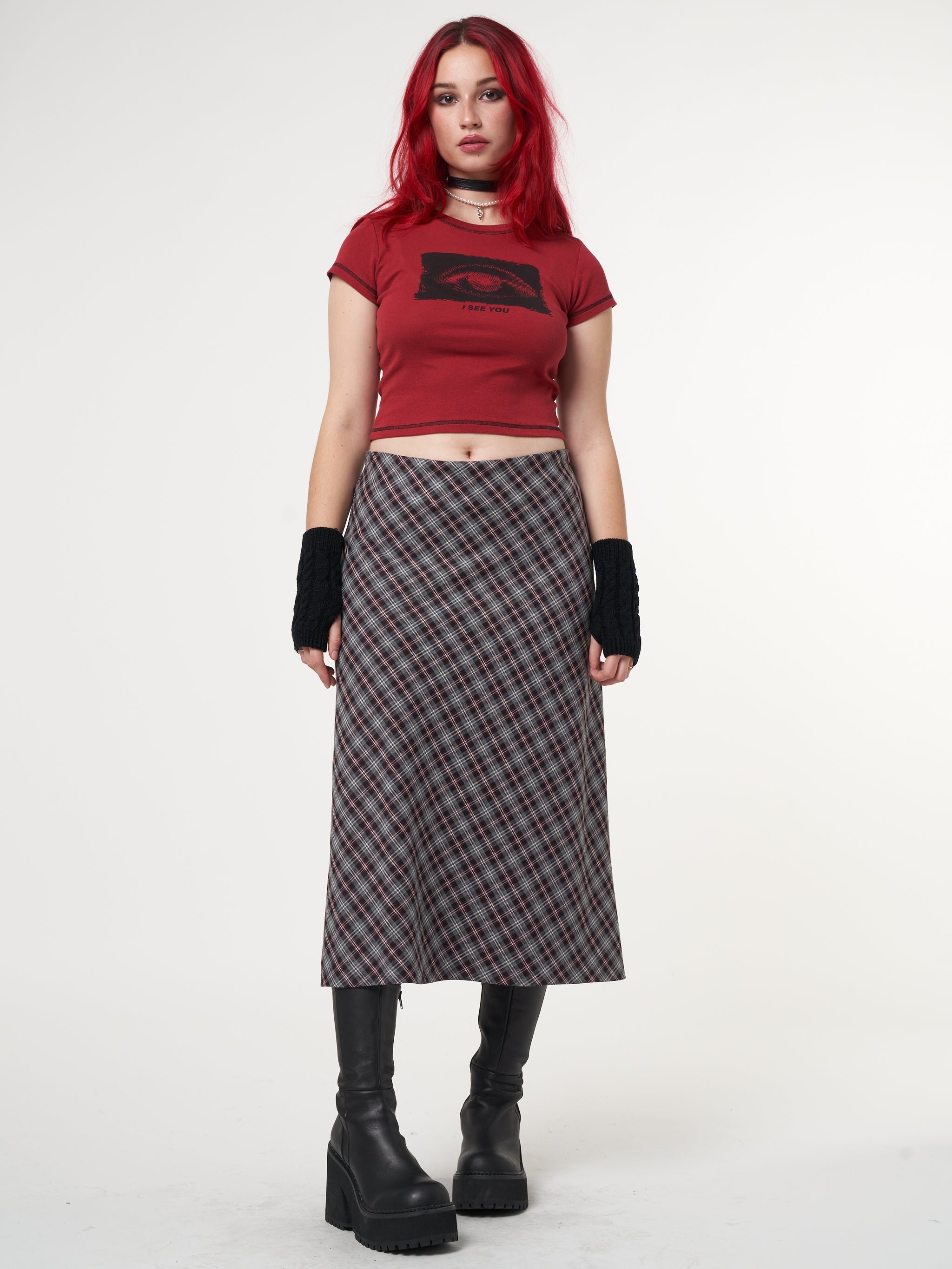Courtney Plaid Midi Skirt - Minga London