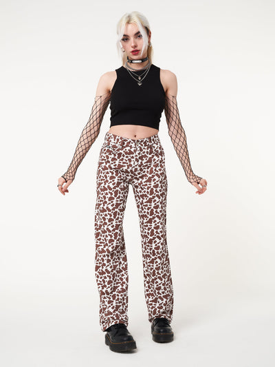 Cow Print Parallel Jeans - Minga London