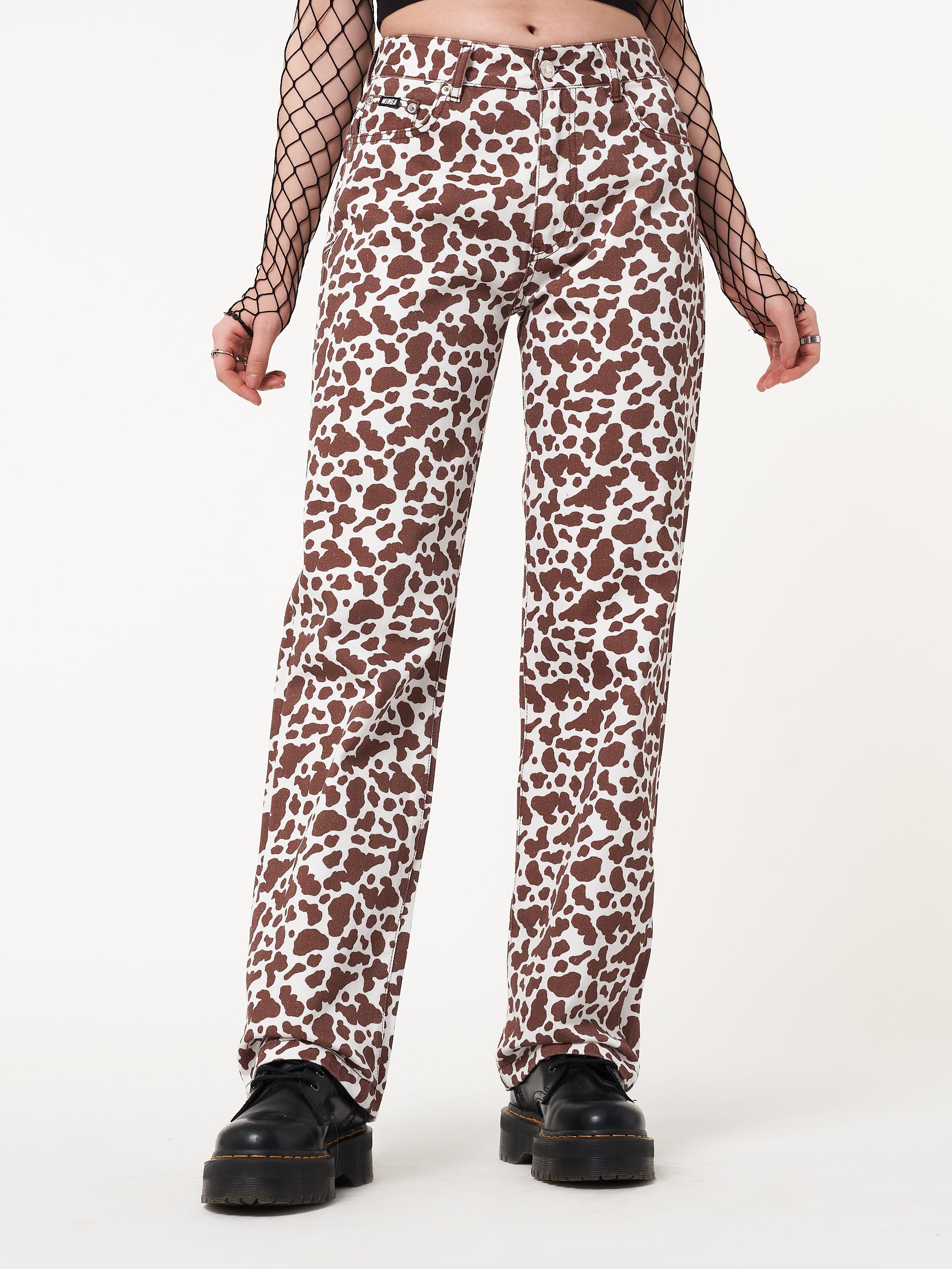 Cow Print Parallel Jeans - Minga London