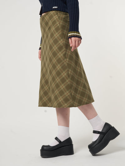 Dora Plaid Midi Skirt - Minga London