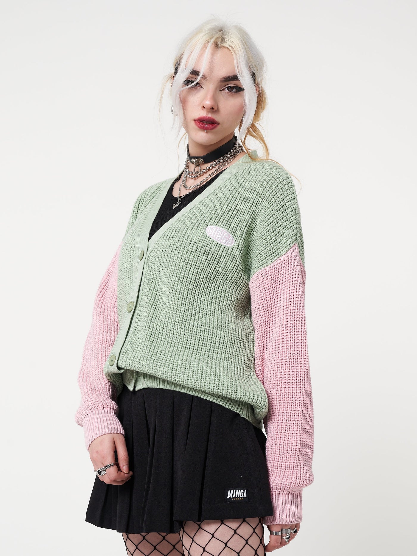 Dreamy Contrast Knitted Cardigan - Minga London