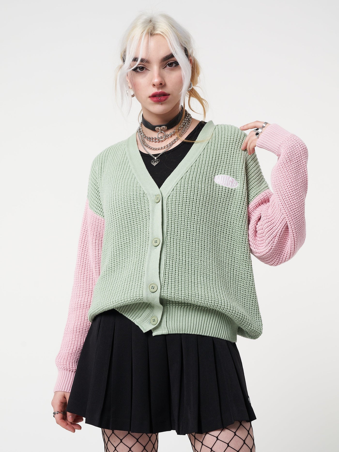 Dreamy Contrast Knitted Cardigan - Minga London