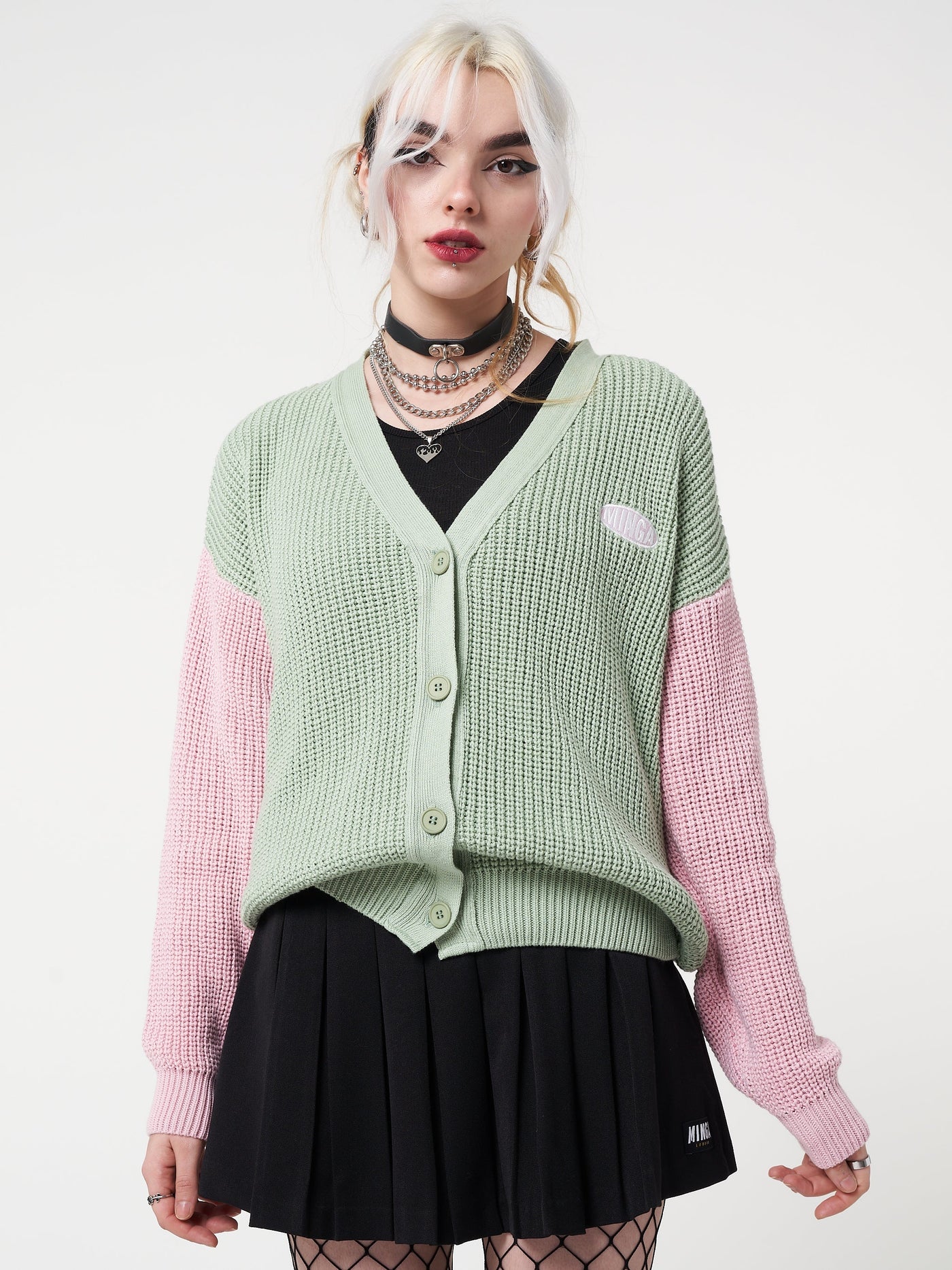 Dreamy Contrast Knitted Cardigan - Minga London