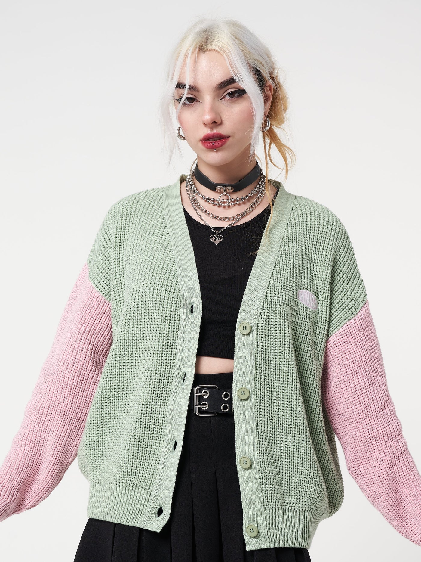 Dreamy Contrast Knitted Cardigan - Minga London