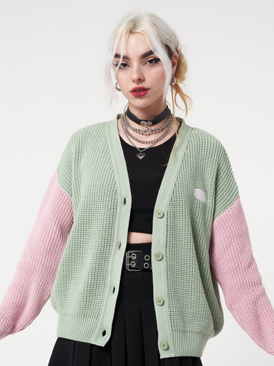 Dreamy Contrast Knitted Cardigan - Minga London