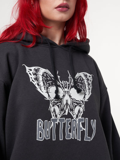 Evil Butterfly Black Hoodie - Minga London