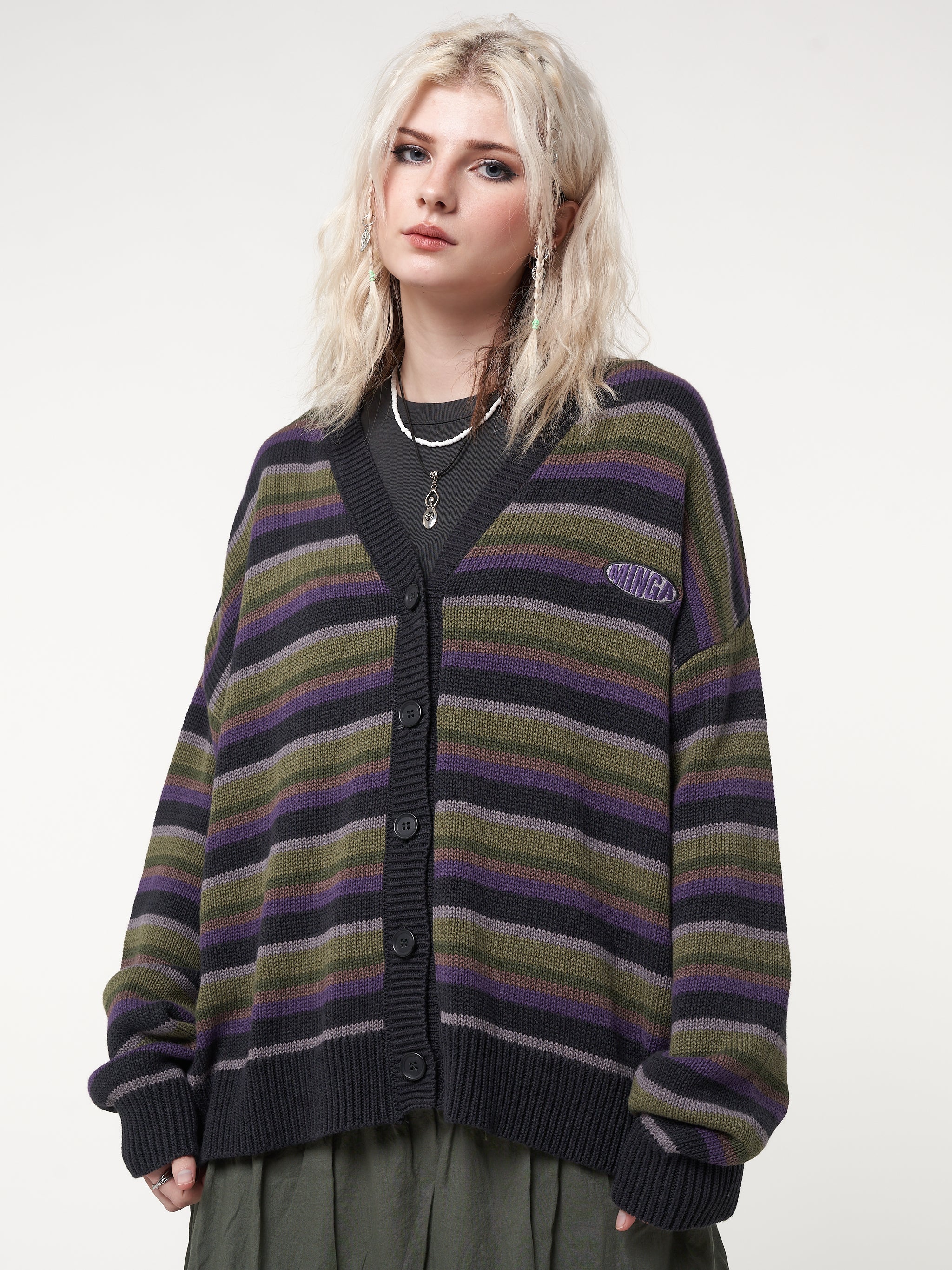 Faye Striped Knit Cardigan - Minga London