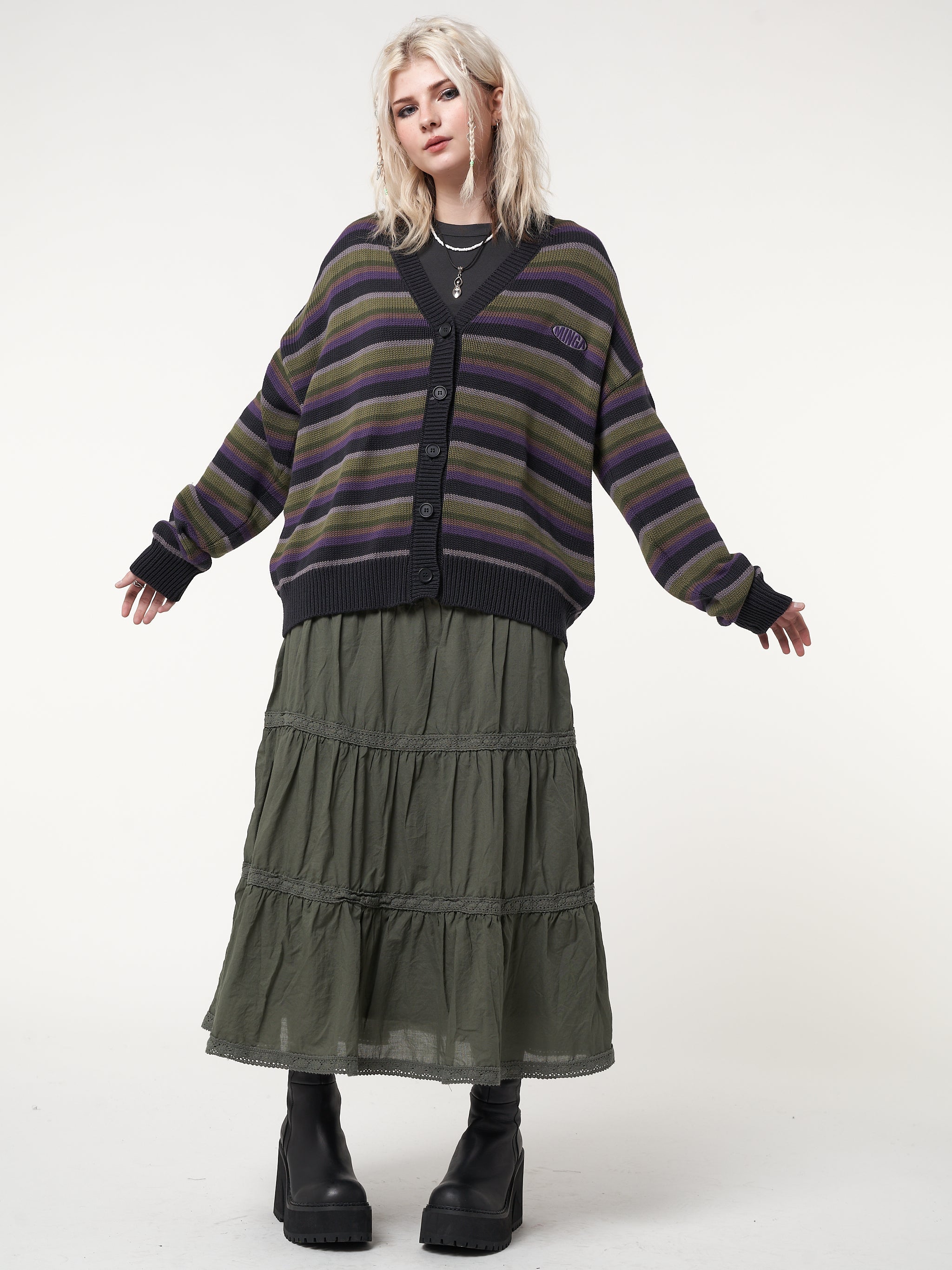 Faye Striped Knit Cardigan - Minga London