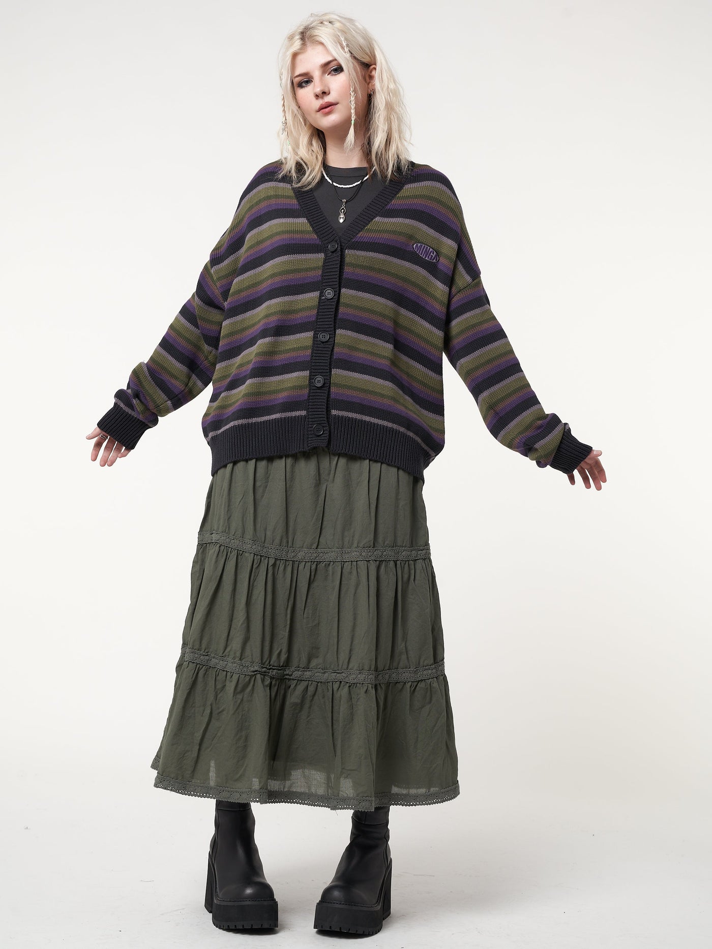 Faye Striped Knit Cardigan - Minga London