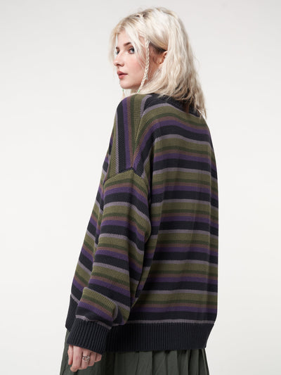 Faye Striped Knit Cardigan - Minga London