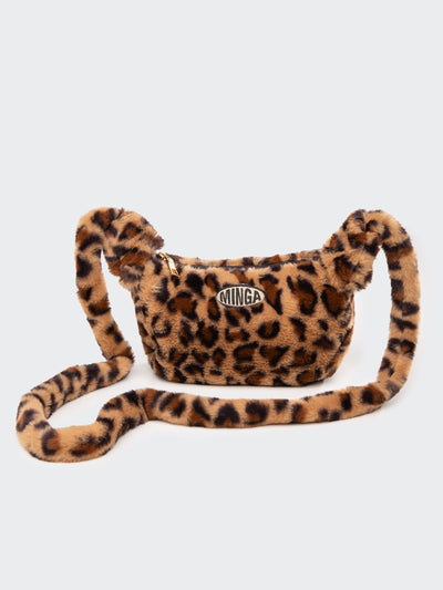 Fluffy Leopard Print Crossbody Bag - Minga London