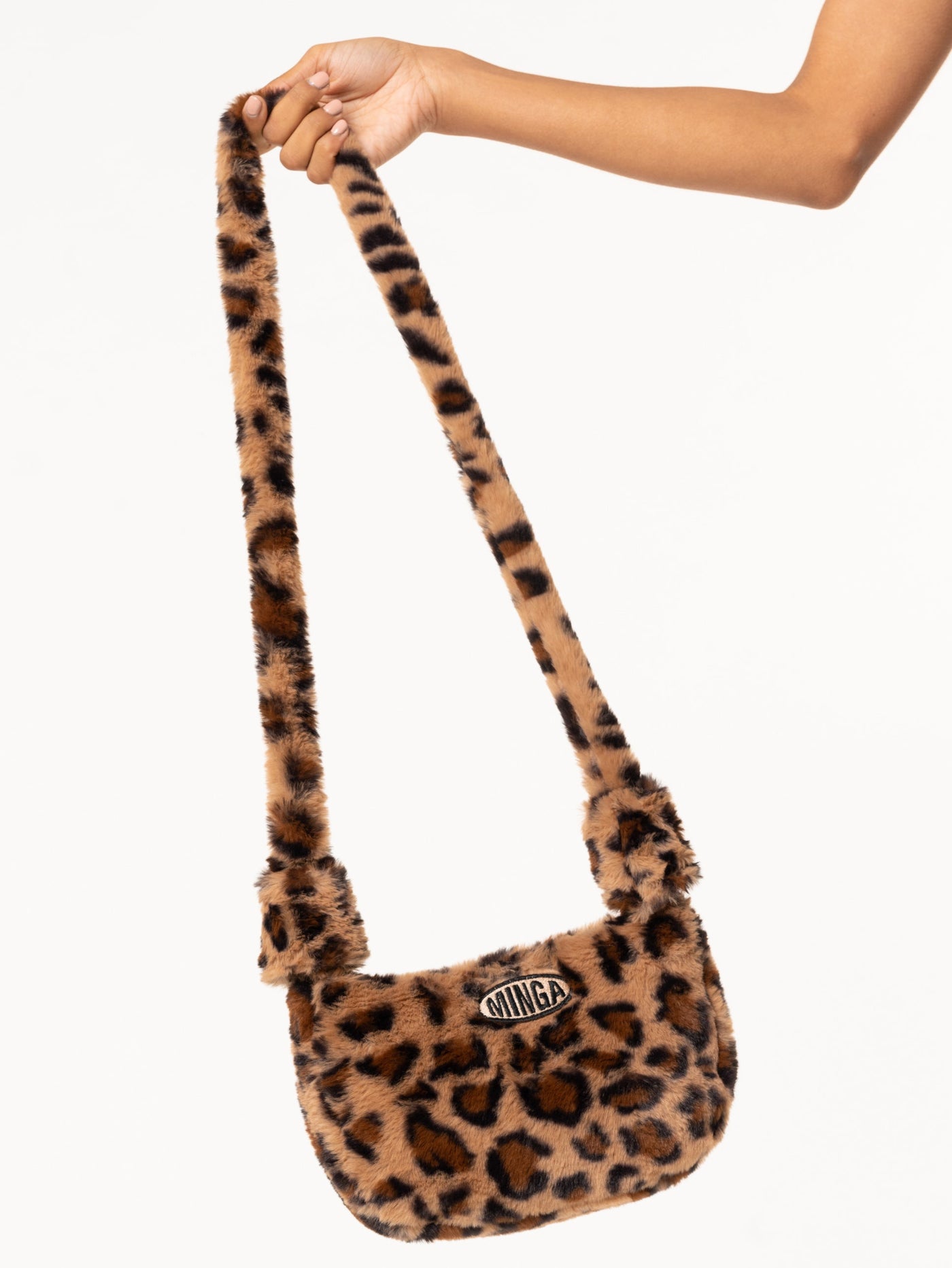 Fluffy Leopard Print Crossbody Bag - Minga London