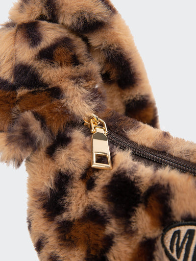 Fluffy Leopard Print Crossbody Bag - Minga London