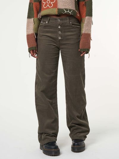 Forest Green Corduroy Straight Leg Pants - Minga London