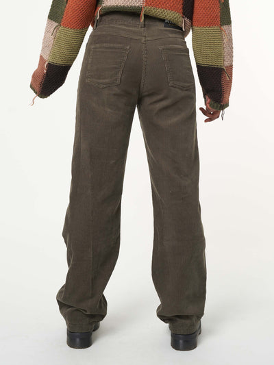 Forest Green Corduroy Straight Leg Pants - Minga London
