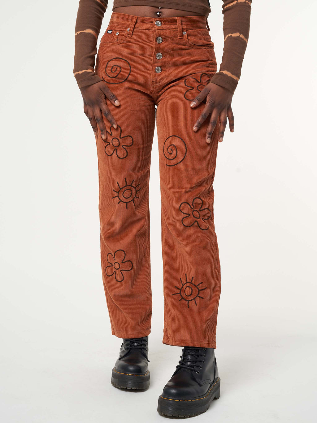 Free Spirit Embroidered Corduroy Pants - Minga London
