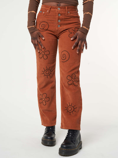 Free Spirit Embroidered Corduroy Pants - Minga London