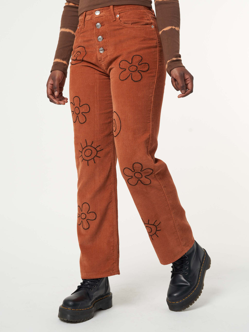 Free Spirit Embroidered Corduroy Pants - Minga London