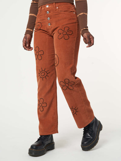 Free Spirit Embroidered Corduroy Pants - Minga London