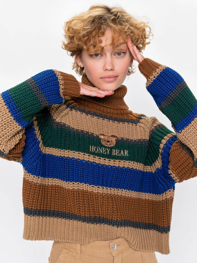 Honey Bear Knitted Striped Jumper - Minga London