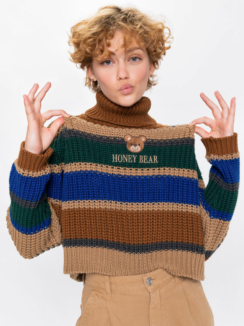 Honey Bear Knitted Striped Jumper - Minga London