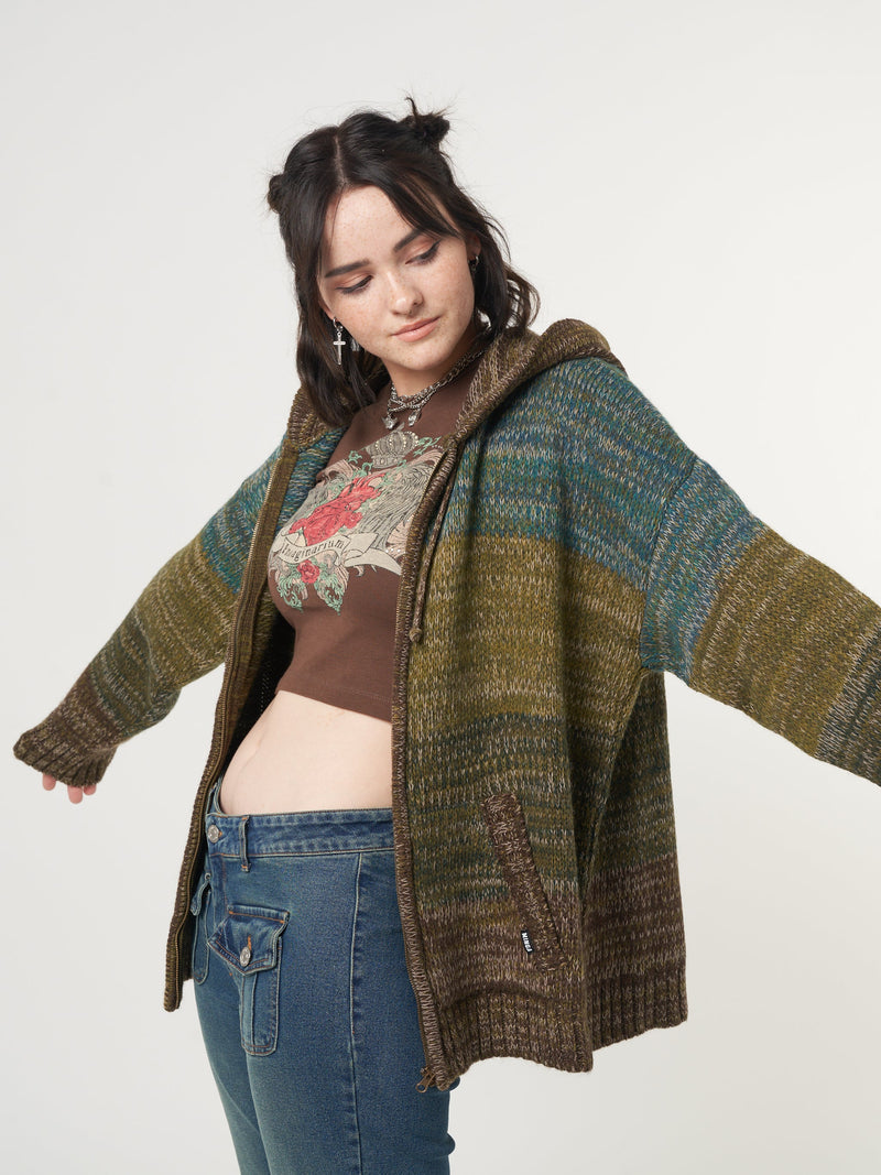 Iris Zip Up Hood Knit Cardigan - Minga London