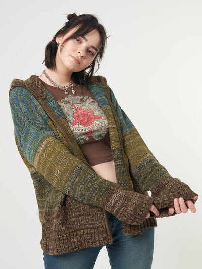 Iris Zip Up Hood Knit Cardigan - Minga London