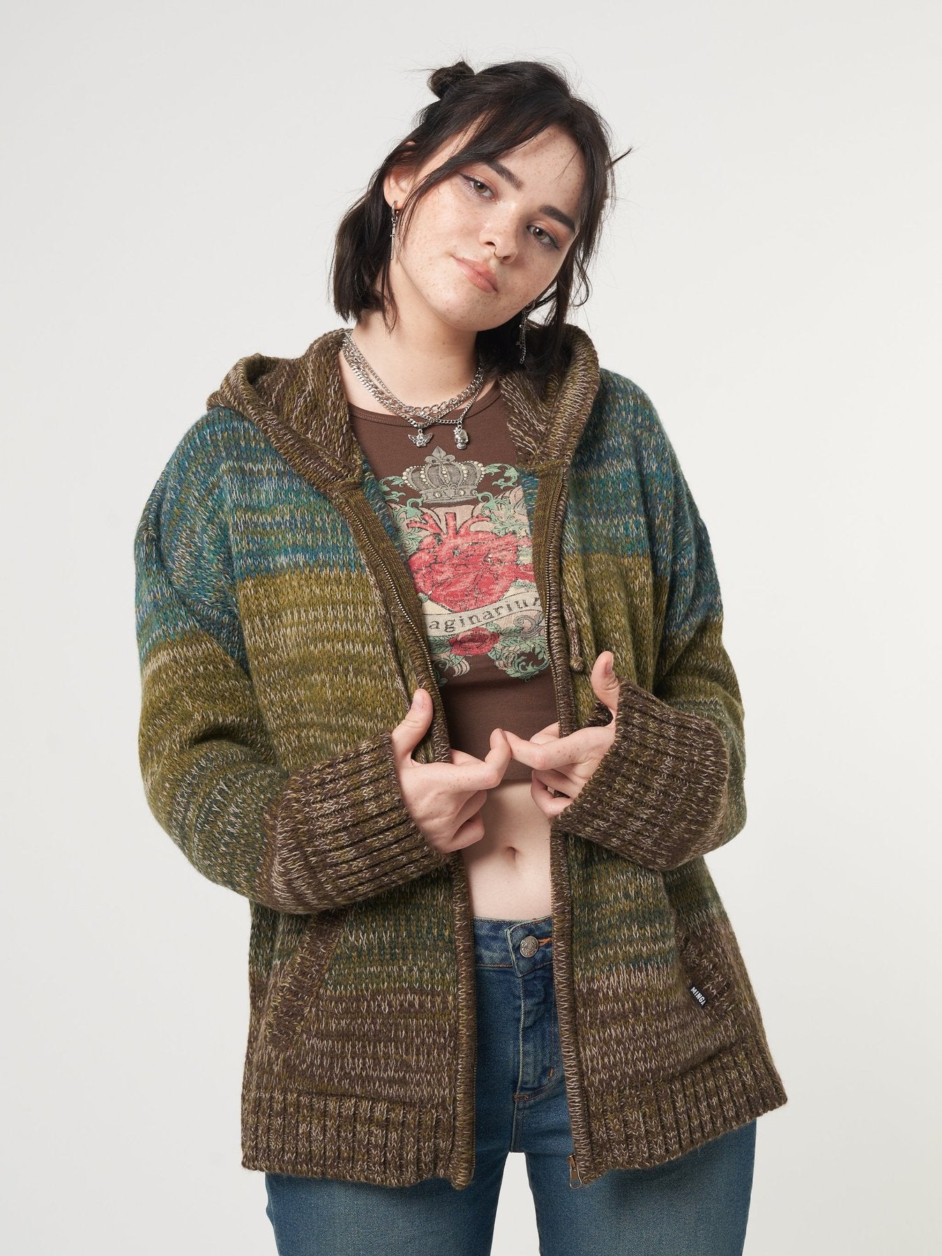 Iris Zip Up Hood Knit Cardigan