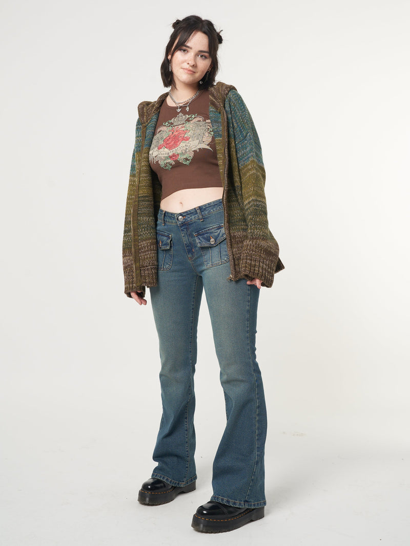 Jade Overdye Front Pocket Flare Jeans - Minga London