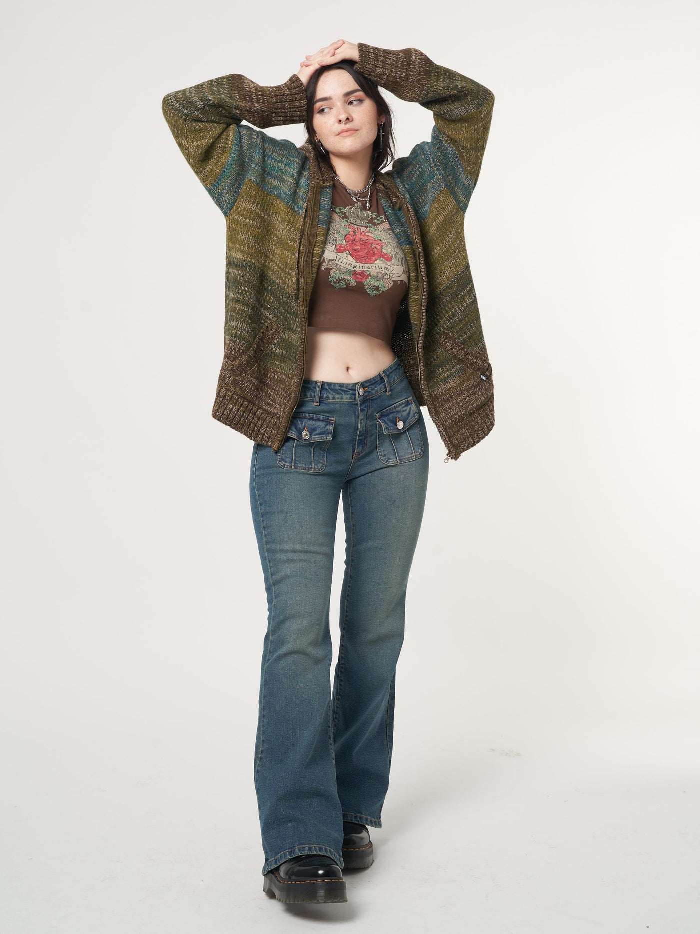 Jade Overdye Front Pocket Flare Jeans - Minga London