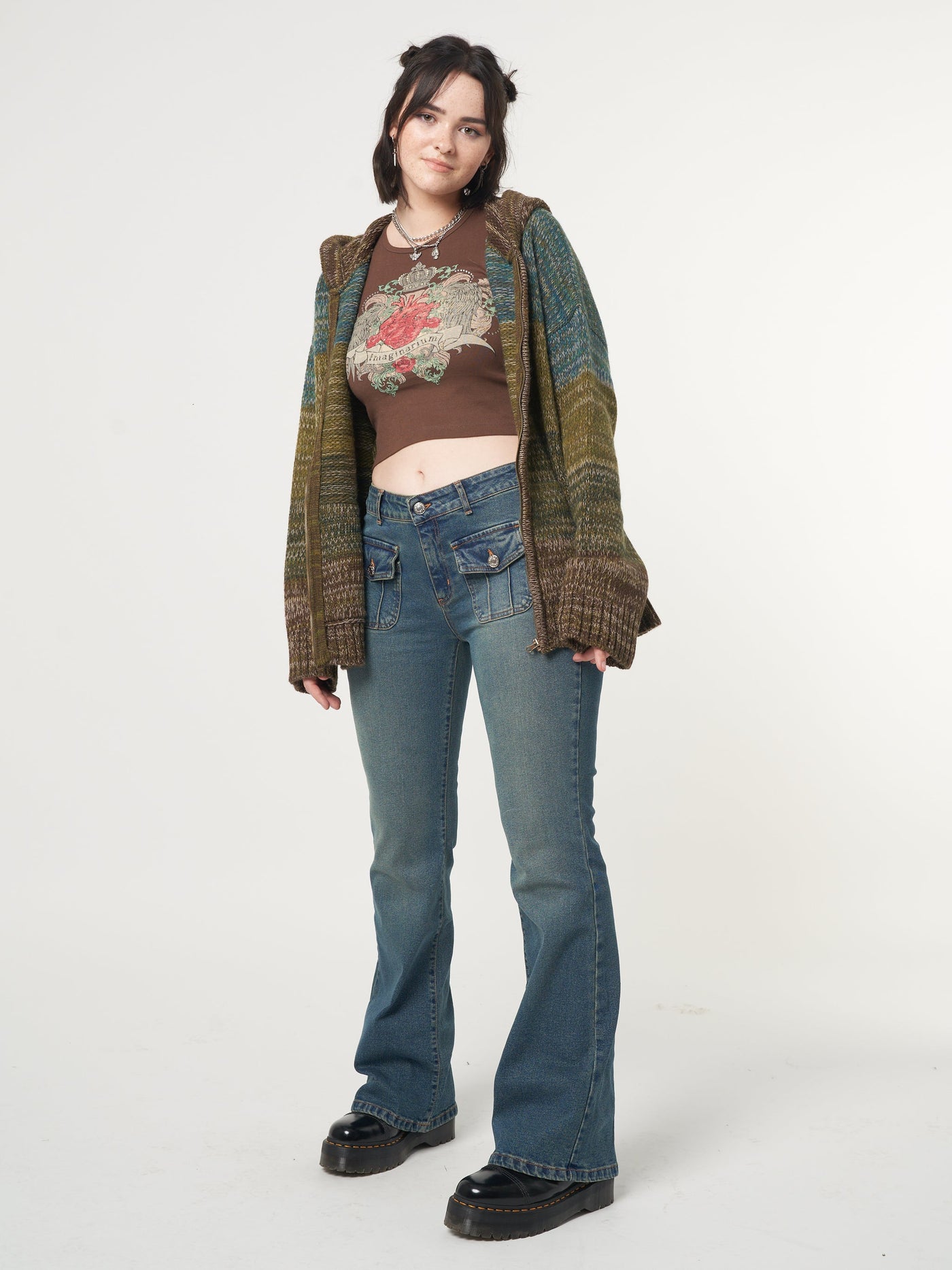 Jade Overdye Front Pocket Flare Jeans - Minga London